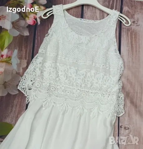 M дълга бяла лятна рокля , снимка 2 - Рокли - 49583050