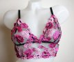 Ново прозрачно тюлено бюстиет/топ S размер на розови и лилави целувки, снимка 2