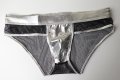 XL нови мъжки еротични слипове в сребристо и черна мрежа, снимка 7
