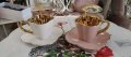 Елегантен комплект за чай/kaфе -Цвят пепел от рози със златно, снимка 2