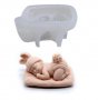 3D бебе с плетени заешки уши шапчица и гащички опашле на възглавница силиконов молд фондан гипс, снимка 1
