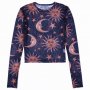 Прозрачна блуза с щампа на луна и слънце р-р S и L, снимка 1 - Блузи с дълъг ръкав и пуловери - 33292411