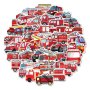50 бр Пожарна пожарникарска кола самозалепващи лепенки стикери за украса декор, снимка 4