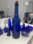 Бутилка за ракия синьо стъкло , снимка 1 - Антикварни и старинни предмети - 44877607