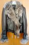 Кожено яке с яка от лисица- намаление!, снимка 3