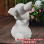 Декоративна градинска фигура на зайче от бетон – бял цвят, снимка 4