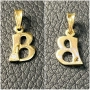 Златна обица playboy висулка буква gold 585 14 karat obica zlatno , снимка 4
