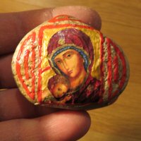 Стара  малка икона Богородица с младенеца - за зачатие и раждане на дете, съхранение на вътрешната ч, снимка 3 - Икони - 38843483