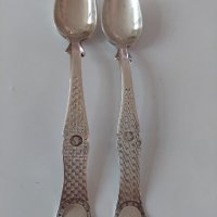 Две стари сребърни 900 проба Османски(Турски) лъжички/Лъжичка сребро 900/, снимка 3 - Аксесоари за кухня - 39705264