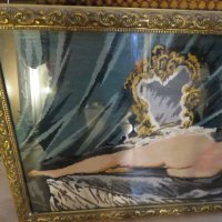 картина, еротика гоблен картина  с красива рамка - Дамата пред огледалото -  18+ , снимка 3 - Декорация за дома - 28206350
