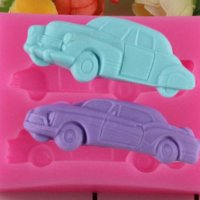 2 бр Ретро кола автомобил силиконов молд форма украса декор торта фондан шоколад и др, снимка 1 - Форми - 22692174