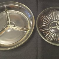 2 бр. стъклени чинии с 3 отделения за ордьоври, снимка 1 - Чинии - 35202213
