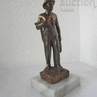 Миньор с каска и лампа статуетка фигура подпис R.Scali метал +, снимка 5 - Декорация за дома - 28880524