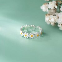 Нежен сребърен пръстен с маргаритки, снимка 2 - Пръстени - 37867721