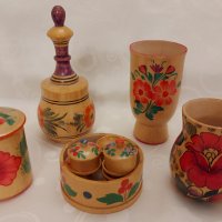 Руски традиционни дървени кутийки, вазички, мини сервизчета, снимка 3 - Антикварни и старинни предмети - 39398213