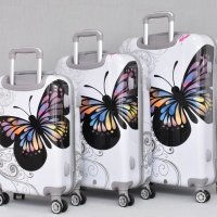 Комплект 3 куфара ABS с пеперуди, снимка 5 - Куфари - 44132681