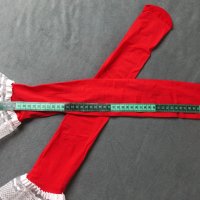 Поръчани -One Size нови червени чорапи с ликра и бяла ластична лента, снимка 8 - Бельо - 44051917