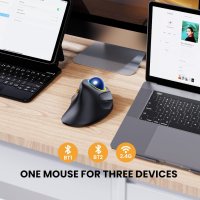 ProtoArc Безжична мишка с трекбол Bluetooth, EM03 Ергономична RGB, снимка 3 - Клавиатури и мишки - 44115112