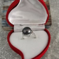 Сребърен пръстен с перла в луксозна кутия, снимка 5 - Пръстени - 34878544