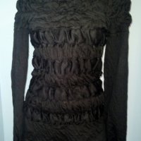 Шармантна дизйнерска блуза тип туника с открити рамене"ANNE FONATAINE", снимка 2 - Блузи с дълъг ръкав и пуловери - 28248358