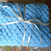 Меки плетени одеялца от прежда Ализе пуфи, снимка 8 - Спално бельо и завивки - 38389917