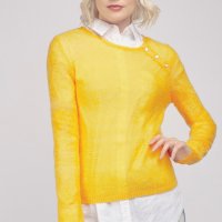 Леко и нежно пуловерче цвят слънчоглед, снимка 2 - Жилетки - 38404794