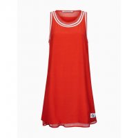 CALVIN KLEIN DOUBLE LAYER A-LINE DRESS – нова рокля оранжево-червена, снимка 2 - Рокли - 33182046