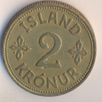 Исландия 2 крони 1940 година, снимка 1 - Нумизматика и бонистика - 44935152