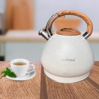 Луксозен чайник от неръждаема стомана с покритие от бял мрамор, 5L, снимка 4 - Аксесоари за кухня - 44081275