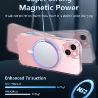 FNTCASE Калъф за телефон за iPhone 15-Plus магнитен прозрачен удароустойчив защитен, снимка 3 - Калъфи, кейсове - 43761508