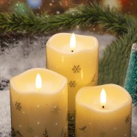Свещи Eywamage Forest Deer Snowflakes, Коледни свещи с дистанционно, снимка 5 - Декорация за дома - 42931763