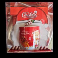 Коледна чаша Дядо Коледа и надпис Merry Christmas, снимка 1 - Чаши - 43006489