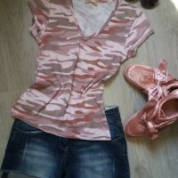 Дамска блуза розов камуфлаж, снимка 2 - Тениски - 26435736
