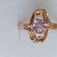 Руски златен пръстен с розов сапфир, снимка 2 - Пръстени - 40053876