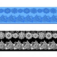 2 реда цветя и листа голяма дантела борд силиконов молд форма за украса торта с фондан гъмпейст, снимка 2 - Форми - 27594342