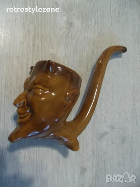 № 7932 стара руска декоративна керамична фигура - дявол    - сувенир с форма на лула   - релефна  - , снимка 1