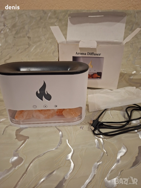 Дифузер/овлажнител с хималайска сол 250 мл, OPTIM SOLUTION, 3D ефект на пламъка, фина дифузия, пречи, снимка 1