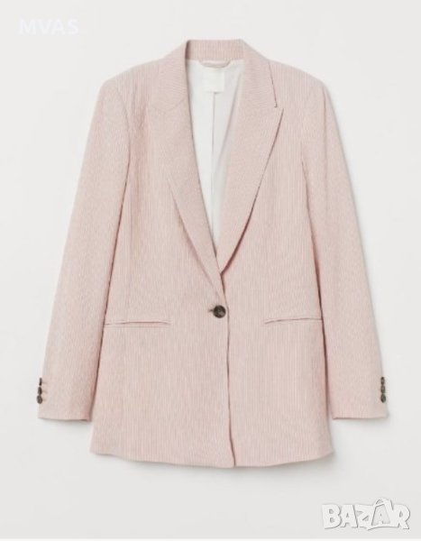 Ново дамско сако H&M Розово бяло райе удължено S 36 размер, снимка 1