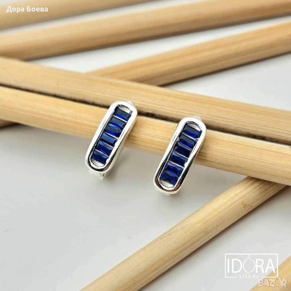 Сребърни обеци: "Скай", снимка 1