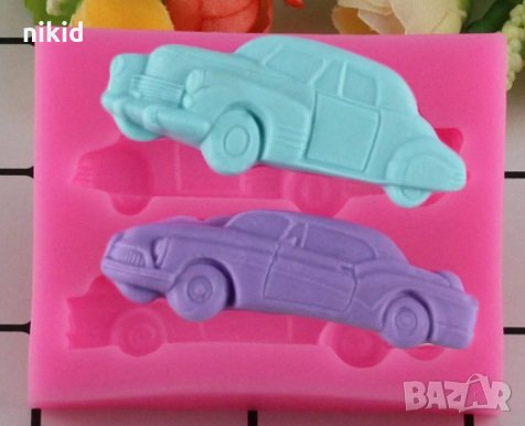 2 бр Ретро кола автомобил силиконов молд форма украса декор торта фондан шоколад и др, снимка 1