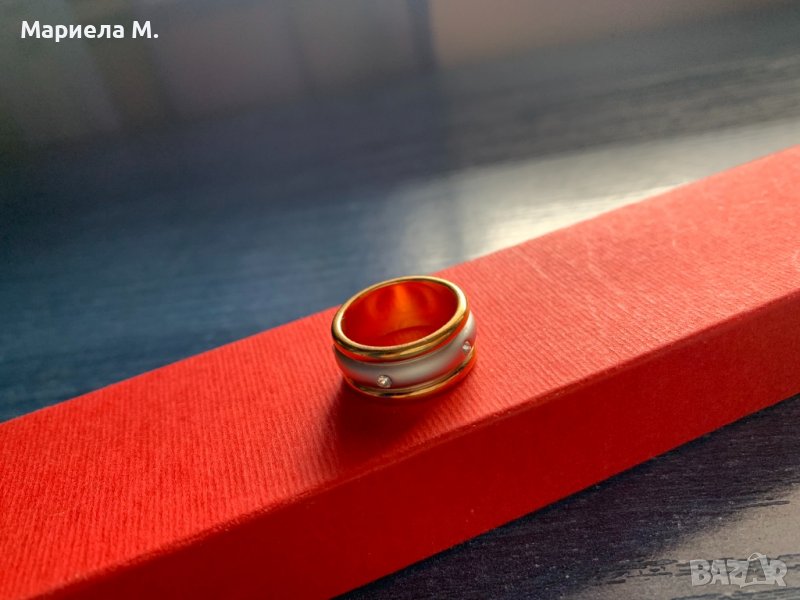 Дамски пръстен от нераждаема стомана и цирконии, снимка 1