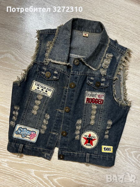 Дамско дънково яке без ръкав ( дънково елече ), снимка 1