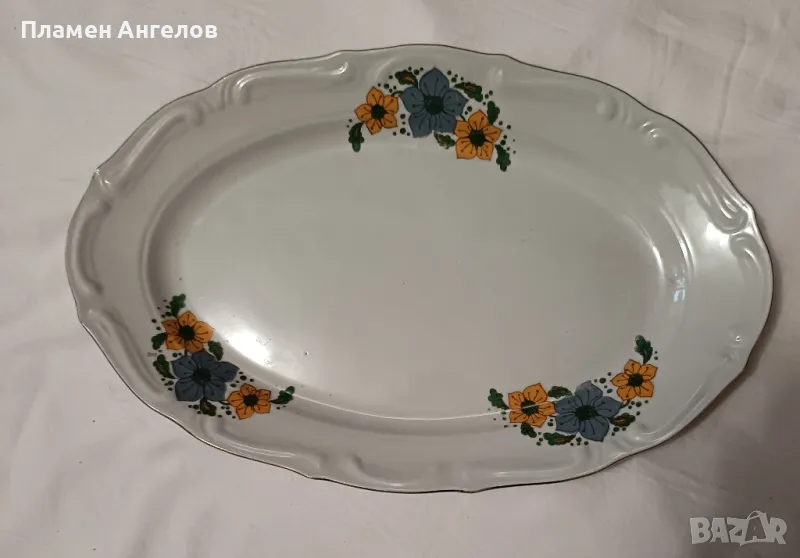 Стар български порцелан плато елипса, снимка 1