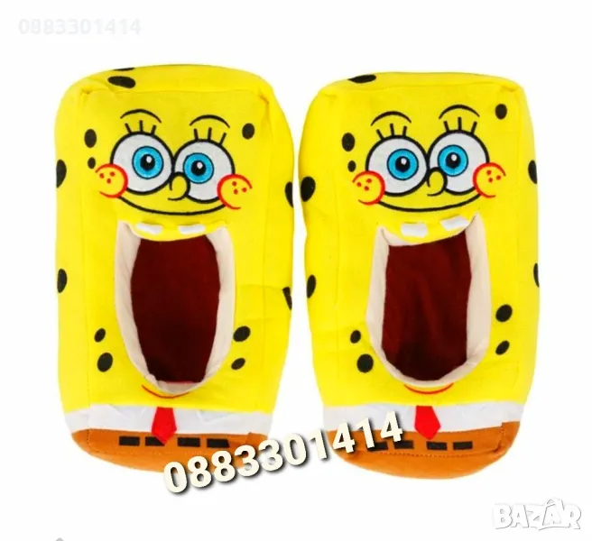 3D Пантофи SpongeBob Спондж Боб Плюшени пантофи , снимка 1