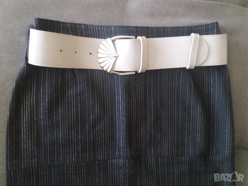 Дамска черна пола със сребристи ивици, снимка 1