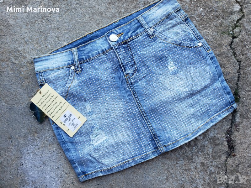 Дънкова пола с пулчета , снимка 1