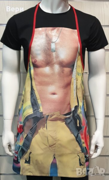 Нова мъжка забавна готварска престилка Пожарникар, снимка 1