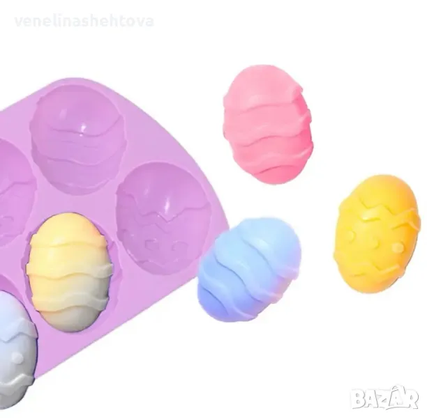 6 броя Великденски яйца Силиконова форма за мъфини шоколад , снимка 1