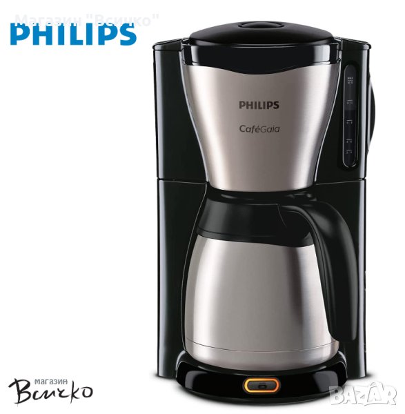 Филтърна кафе машина Philips HD7546 / 20 Gaia с термокана, черна / метална, снимка 1
