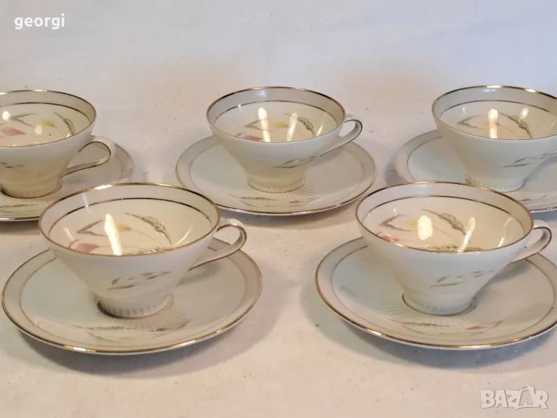 пет немски двойни сета за кафе фин костен порцелан 21/3, снимка 1
